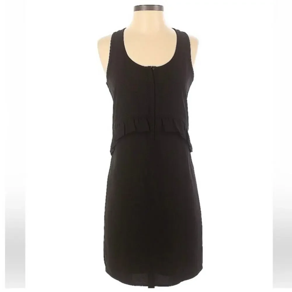 Maison Scotch Malibu Women's Black Sleeveless Racer Back Sheath Dress Snap Front